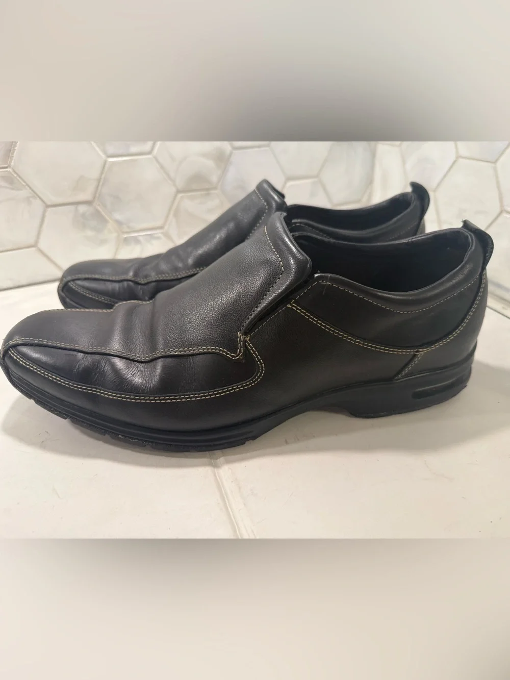 Cole Haan Men's Sz 12 Black Leather ‘Air Everett’ Slip On Loafers Shoes NikeAir